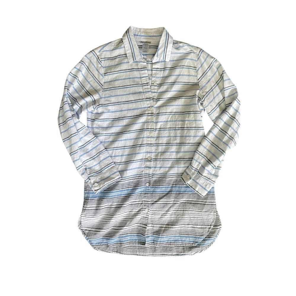 Button-Front Striped Linen Beachshirtszlarge - image 2